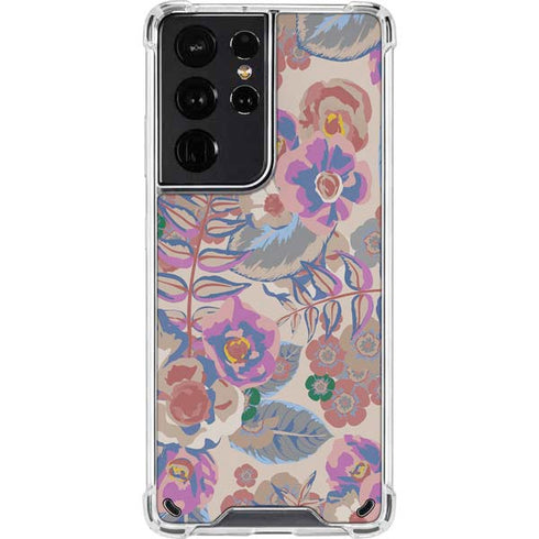 Warm Taupe Floral Galaxy S21 Ultra 5G Clear Case